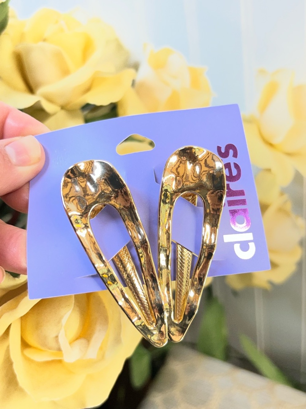 Gold Metal Snap Hair Clips
